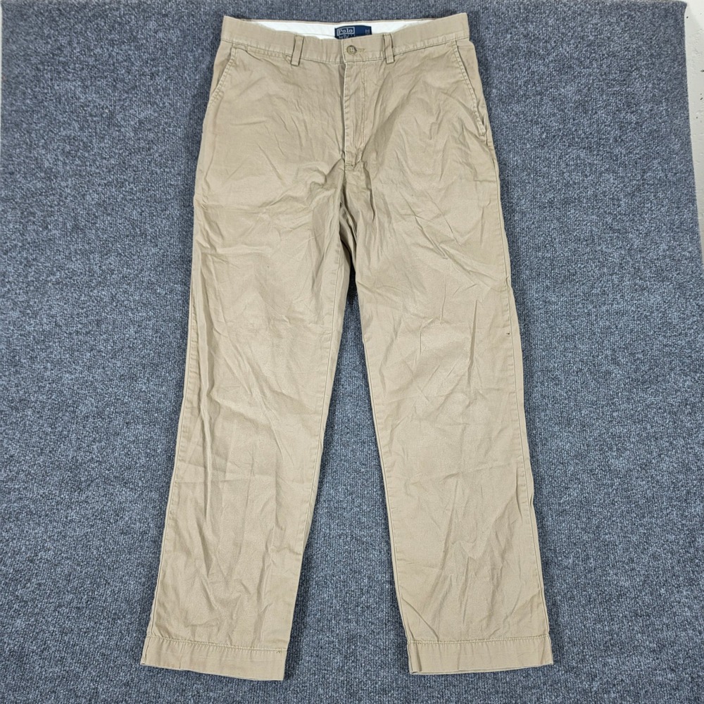 VTG Polo Ralph Lauren Mens Khaki Tan Chino Pants Tagged 34x32 Actual 33x30